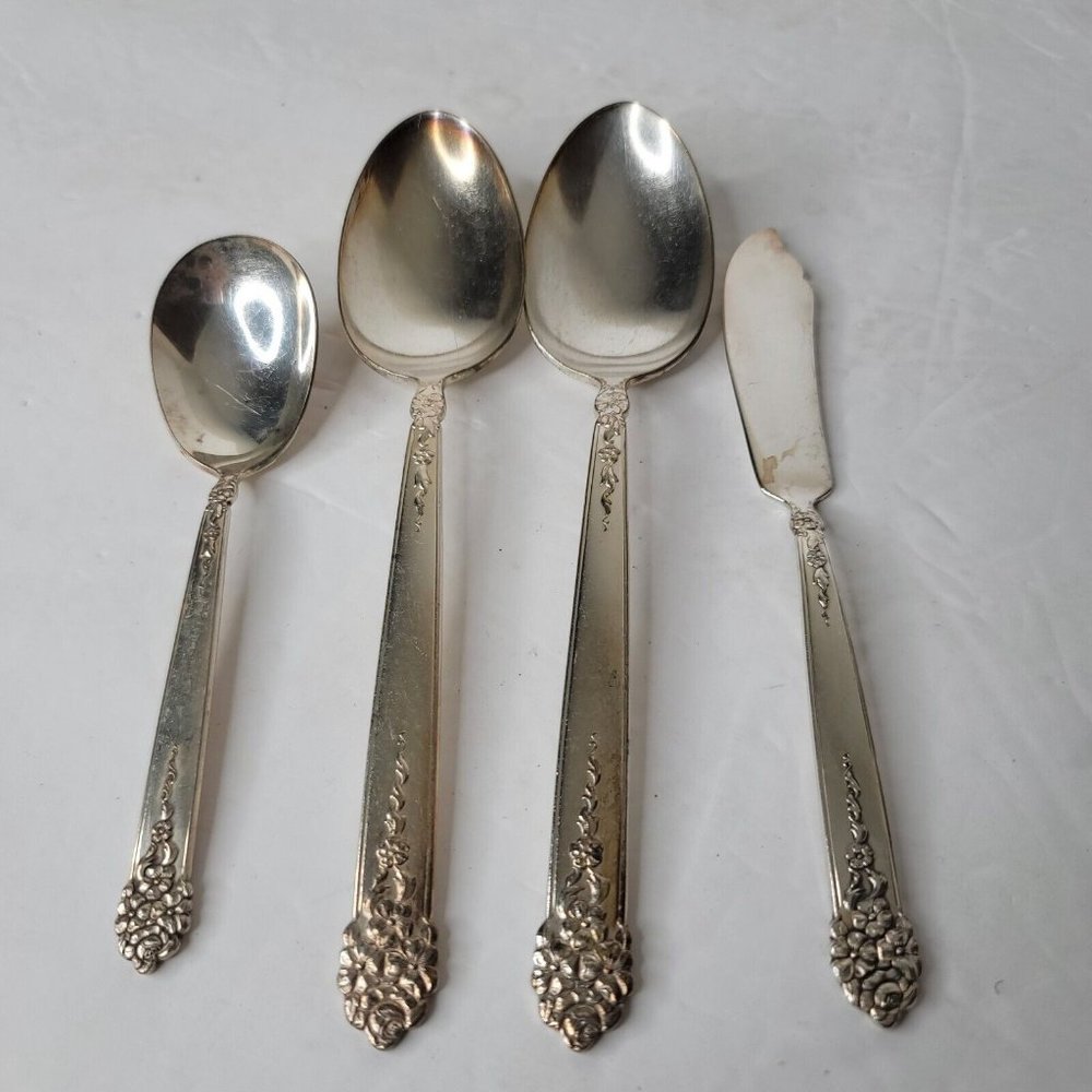 National Silver King Edward 4 Serving Pieces Vintage Silverplate Flatware